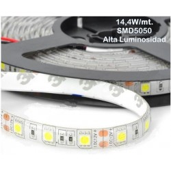 Tira LED 5 mts Flexible 72W 300 Led SMD 5050 IP20 Blanco Cálido Alta Luminosidad